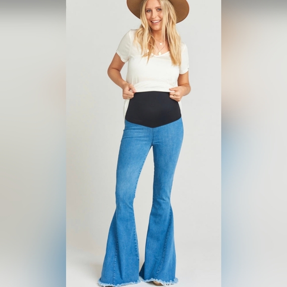 Women's Flare Jeans - Dark Blue - Picture 5 of 12